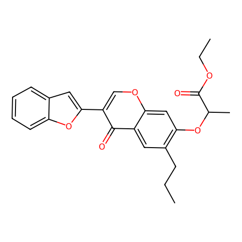 ethyl 2-{[3-(1-benzofuran-2-yl)-4-oxo-6-propyl-4H-chromen-7-yl]oxy}propanoate structure