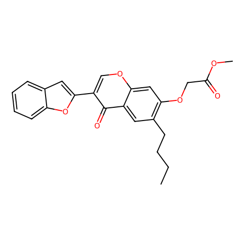 methyl 2-((3-(benzofuran-2-yl)-6-butyl-4-oxo-4H-chromen-7-yl)oxy)acetate structure