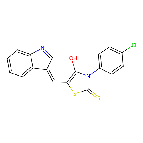 3-(4-Chlorophenyl)-4-hydroxy-5-(indol-3-ylidenemethyl)-1,3-thiazole-2-thione structure