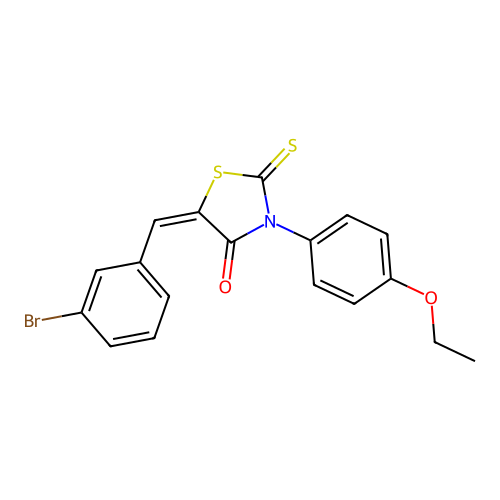 (E)-5-(3-bromobenzylidene)-3-(4-ethoxyphenyl)-2-thioxothiazolidin-4-one structure