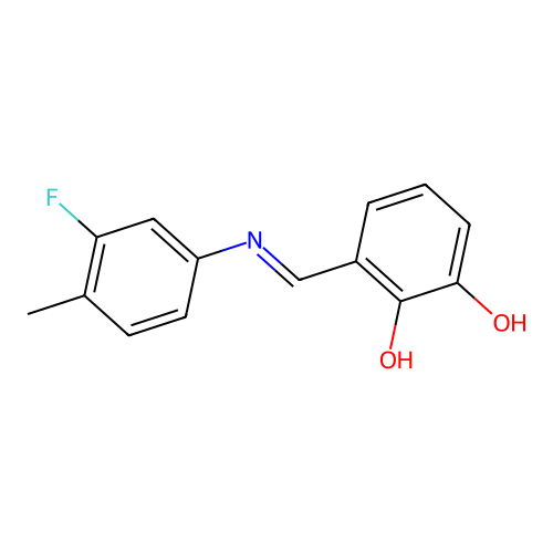3-{[(3-Fluoro-4-methylphenyl)imino]methyl}-1,2-benzenediol structure