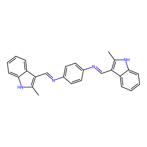 N,N'-bis[(E)-(2-methyl-1H-indol-3-yl)methylidene]benzene-1,4-diamine structure