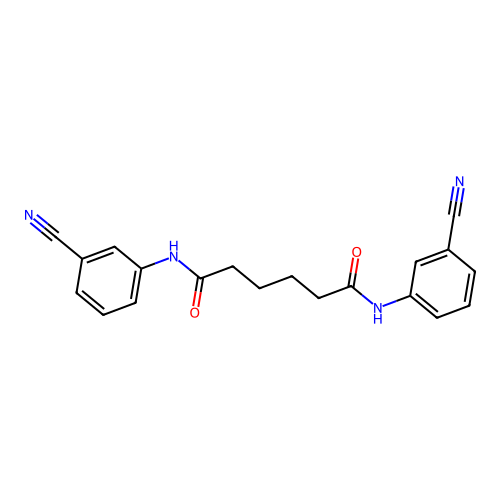 N,N'-bis(3-cyanophenyl)hexanediamide structure