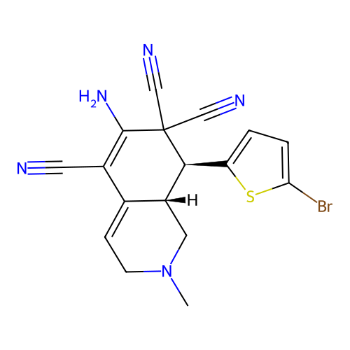 (8S,8aS)-6-amino-8-(5-bromothiophen-2-yl)-2-methyl-2,3,8,8a-tetrahydroisoquinoline-5,7,7(1H)-tricarbonitrile structure