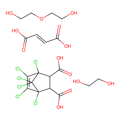 (C9-H4-Cl6-O4.C4-H10-O3.C4-H4-O4.C2-H6-O2)x- structure