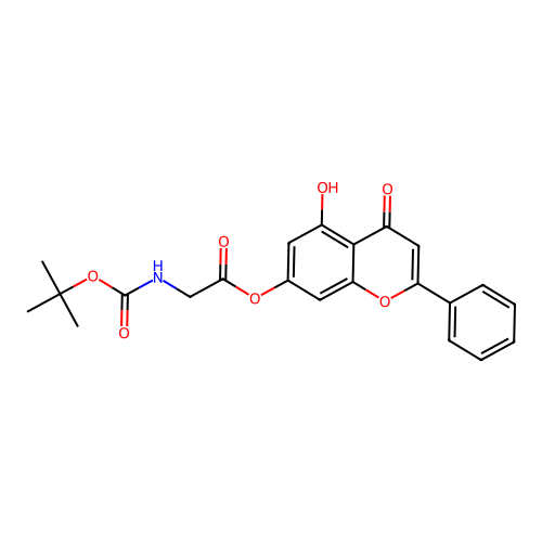 5-hydroxy-4-oxo-2-phenyl-4H-chromen-7-yl N-(tert-butoxycarbonyl)glycinate structure