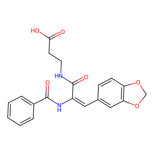 N-[3-(1,3-benzodioxol-5-yl)-2-(benzoylamino)acryloyl]-beta-alanine structure