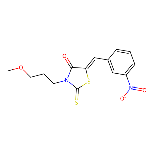 (Z)-3-(3-methoxypropyl)-5-(3-nitrobenzylidene)-2-thioxothiazolidin-4-one structure