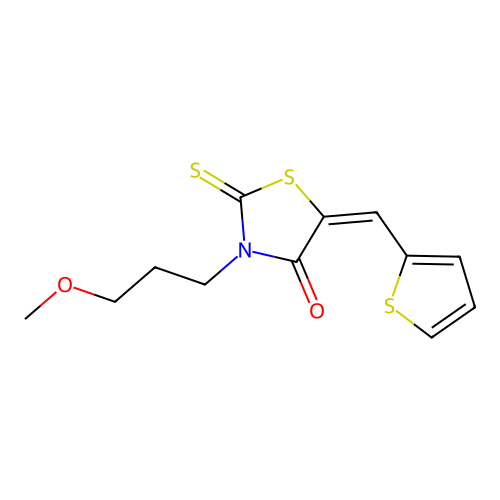 3-(3-Methoxy-propyl)-5-thiophen-2-ylmethylene-2-thioxo-thiazolidin-4-one structure