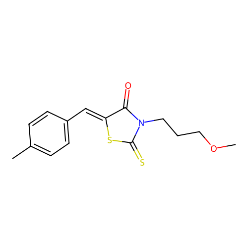 (Z)-3-(3-methoxypropyl)-5-(4-methylbenzylidene)-2-thioxothiazolidin-4-one structure