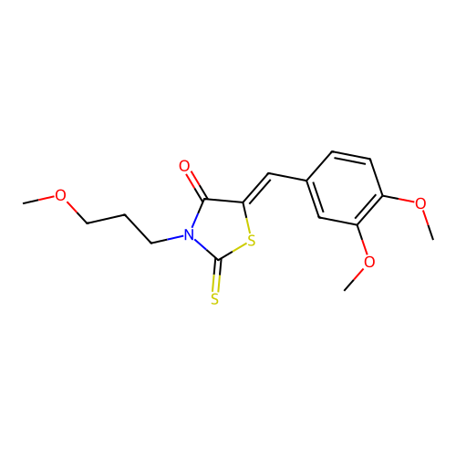 (5Z)-5-(3,4-dimethoxybenzylidene)-3-(3-methoxypropyl)-2-thioxo-1,3-thiazolidin-4-one structure