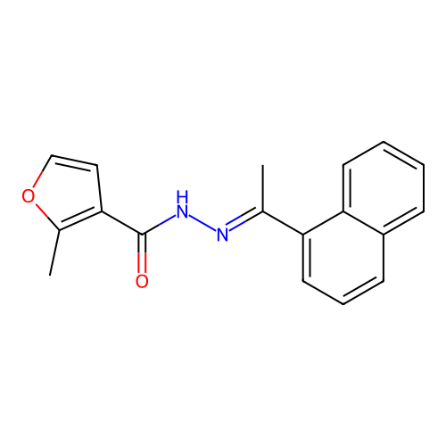 2-methyl-N'-[(1E)-1-(naphthalen-1-yl)ethylidene]furan-3-carbohydrazide structure