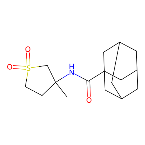 N-(3-methyl-1,1-dioxothiolan-3-yl)adamantane-1-carboxamide structure