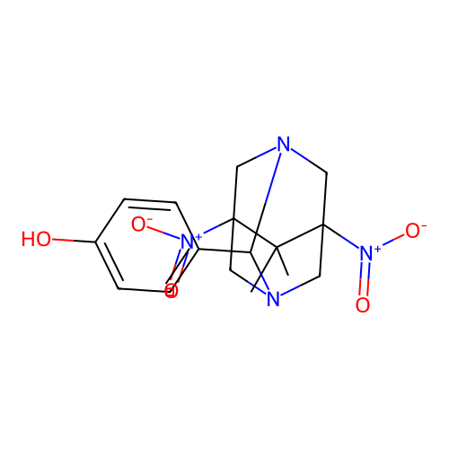 4-(6,6-Dimethyl-5,7-dinitro-1,3-diazatricyclo[3.3.1.1~3,7~]dec-2-yl)phenol structure