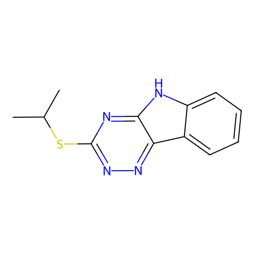 3-(propan-2-ylsulfanyl)-5H-[1,2,4]triazino[5,6-b]indole structure