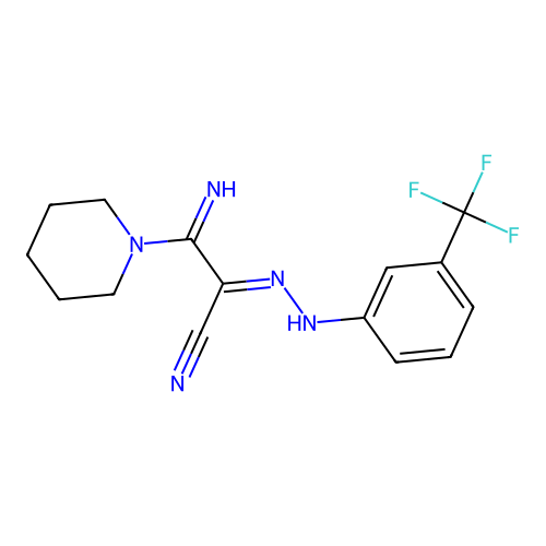 3-Imino-3-(1-piperidinyl)-2-{[3-(trifluoromethyl)phenyl]hydrazono}propanenitrile structure