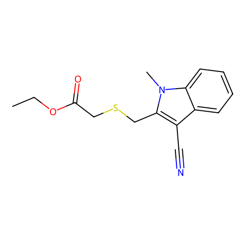 ethyl {[(3-cyano-1-methyl-1H-indol-2-yl)methyl]sulfanyl}acetate structure