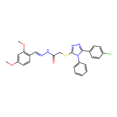 2-{[5-(4-chlorophenyl)-4-phenyl-4H-1,2,4-triazol-3-yl]sulfanyl}-N'-[(E)-(2,4-dimethoxyphenyl)methylidene]acetohydrazide structure