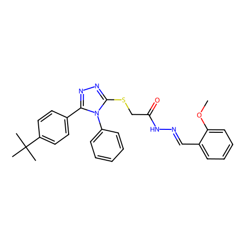 2-{[5-(4-tert-butylphenyl)-4-phenyl-4H-1,2,4-triazol-3-yl]sulfanyl}-N'-[(E)-(2-methoxyphenyl)methylidene]acetohydrazide structure