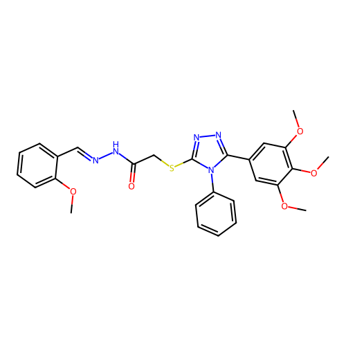 N'-[(E)-(2-methoxyphenyl)methylidene]-2-{[4-phenyl-5-(3,4,5-trimethoxyphenyl)-4H-1,2,4-triazol-3-yl]sulfanyl}acetohydrazide structure