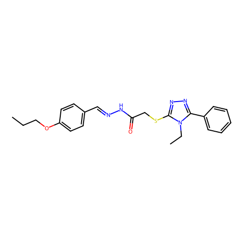 2-[(4-ethyl-5-phenyl-4H-1,2,4-triazol-3-yl)sulfanyl]-N'-[(E)-(4-propoxyphenyl)methylidene]acetohydrazide structure