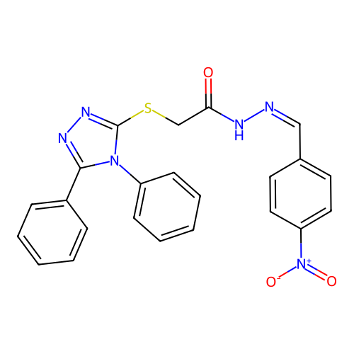 (Z)-2-((4,5-diphenyl-4H-1,2,4-triazol-3-yl)thio)-N'-(4-nitrobenzylidene)acetohydrazide structure