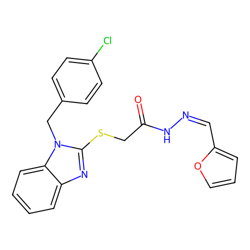 2((1-(4-CL-Benzyl)-1H-benzimidazol-2-YL)thio)N'-(2-furylmethylene)acetohydrazide structure