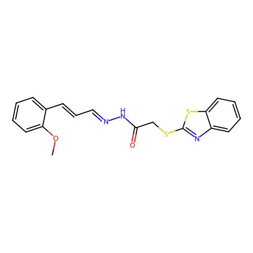 2-(1,3-benzothiazol-2-ylsulfanyl)-N'-[(1E,2E)-3-(2-methoxyphenyl)prop-2-en-1-ylidene]acetohydrazide structure