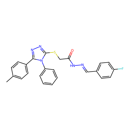N'-[(E)-(4-fluorophenyl)methylidene]-2-{[5-(4-methylphenyl)-4-phenyl-4H-1,2,4-triazol-3-yl]sulfanyl}acetohydrazide structure