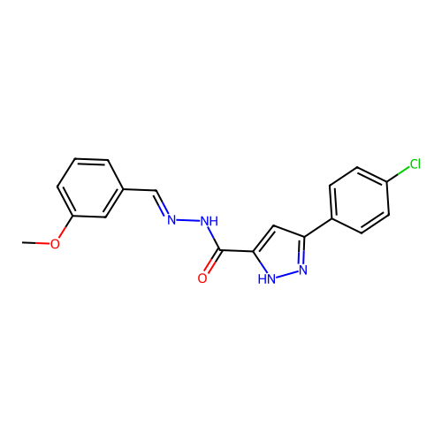 3-(4-chlorophenyl)-N'-[(E)-(3-methoxyphenyl)methylidene]-1H-pyrazole-5-carbohydrazide structure