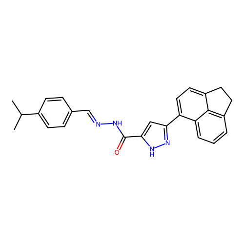 (E)-3-(1,2-dihydroacenaphthylen-5-yl)-N'-(4-isopropylbenzylidene)-1H-pyrazole-5-carbohydrazide structure