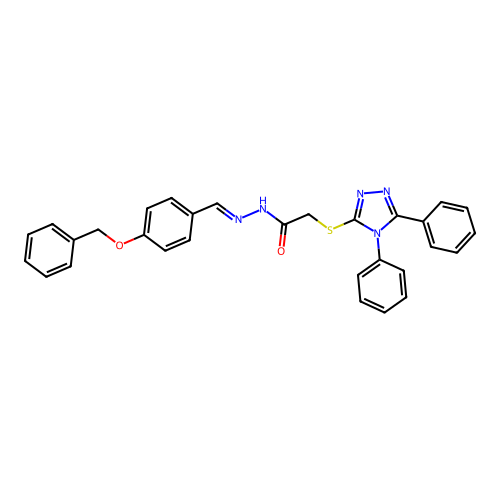 N'-{(E)-[4-(benzyloxy)phenyl]methylidene}-2-[(4,5-diphenyl-4H-1,2,4-triazol-3-yl)sulfanyl]acetohydrazide structure