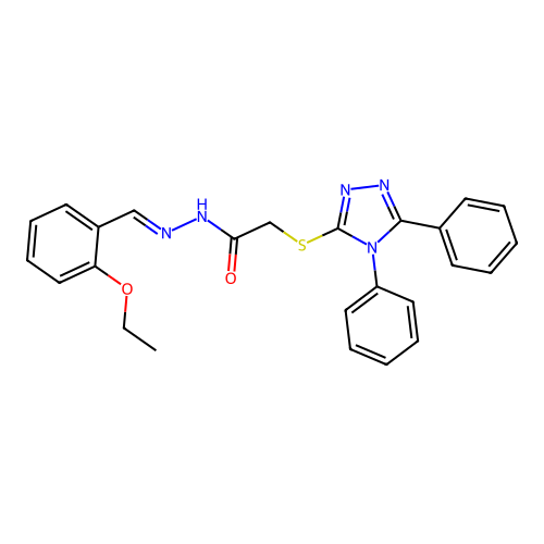 2-[(4,5-diphenyl-4H-1,2,4-triazol-3-yl)sulfanyl]-N'-[(E)-(2-ethoxyphenyl)methylidene]acetohydrazide structure