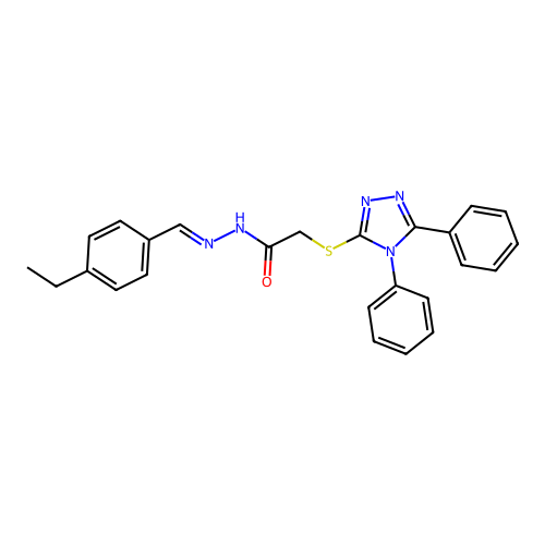 2-[(4,5-diphenyl-4H-1,2,4-triazol-3-yl)sulfanyl]-N'-[(E)-(4-ethylphenyl)methylidene]acetohydrazide structure