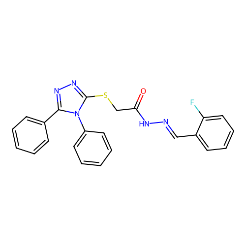 2-[(4,5-diphenyl-4H-1,2,4-triazol-3-yl)sulfanyl]-N'-[(E)-(2-fluorophenyl)methylidene]acetohydrazide structure