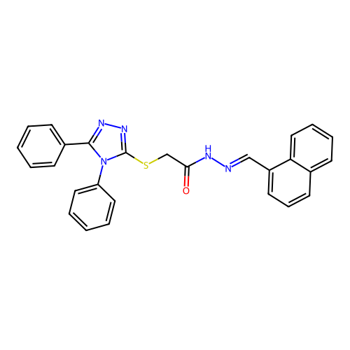 2-[(4,5-diphenyl-4H-1,2,4-triazol-3-yl)sulfanyl]-N'-[(E)-naphthalen-1-ylmethylidene]acetohydrazide structure