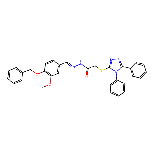 N'-{(E)-[4-(benzyloxy)-3-methoxyphenyl]methylidene}-2-[(4,5-diphenyl-4H-1,2,4-triazol-3-yl)sulfanyl]acetohydrazide structure