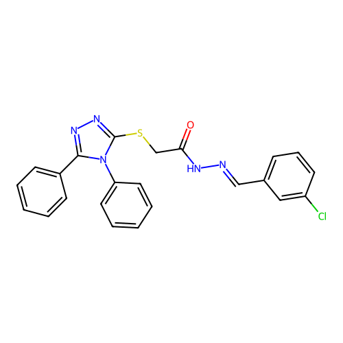N'-[(E)-(3-chlorophenyl)methylidene]-2-[(4,5-diphenyl-4H-1,2,4-triazol-3-yl)sulfanyl]acetohydrazide structure