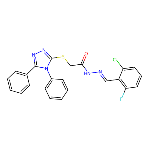 N'-[(E)-(2-chloro-6-fluorophenyl)methylidene]-2-[(4,5-diphenyl-4H-1,2,4-triazol-3-yl)sulfanyl]acetohydrazide structure