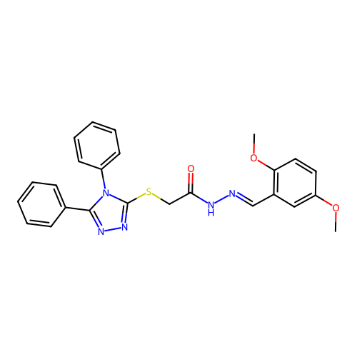 N'-[(E)-(2,5-dimethoxyphenyl)methylidene]-2-[(4,5-diphenyl-4H-1,2,4-triazol-3-yl)sulfanyl]acetohydrazide structure