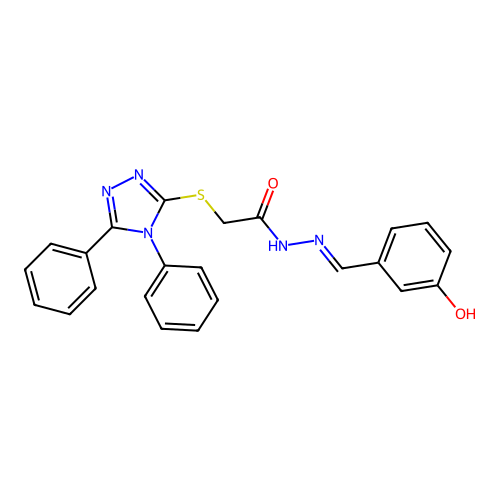 2-[(4,5-diphenyl-4H-1,2,4-triazol-3-yl)sulfanyl]-N'-[(E)-(3-hydroxyphenyl)methylidene]acetohydrazide structure