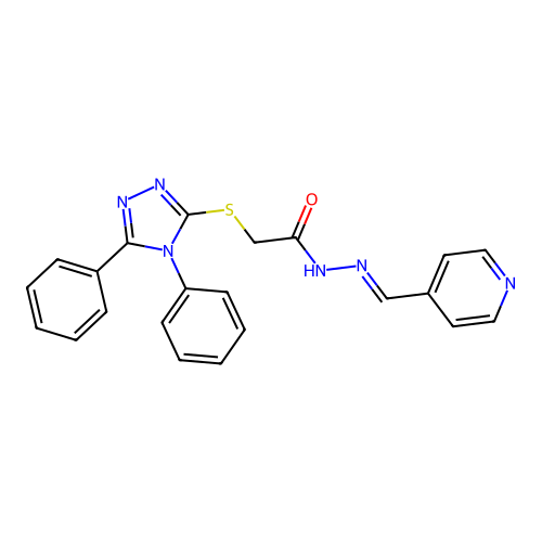 2-[(4,5-diphenyl-1,2,4-triazol-3-yl)sulfanyl]-N-[(E)-pyridin-4-ylmethylideneamino]acetamide structure