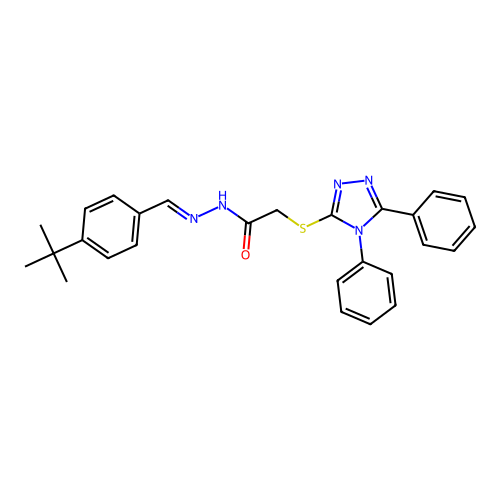 N'-[(E)-(4-tert-butylphenyl)methylidene]-2-[(4,5-diphenyl-4H-1,2,4-triazol-3-yl)sulfanyl]acetohydrazide structure