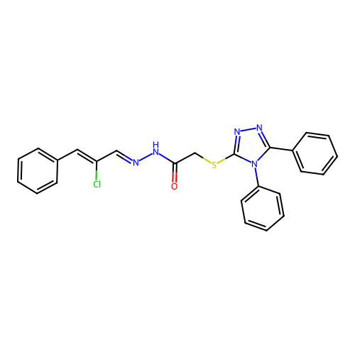 N'-[(1E,2Z)-2-chloro-3-phenylprop-2-en-1-ylidene]-2-[(4,5-diphenyl-4H-1,2,4-triazol-3-yl)sulfanyl]acetohydrazide structure