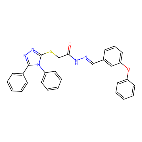2-[(4,5-diphenyl-1,2,4-triazol-3-yl)sulfanyl]-N-[(E)-(3-phenoxyphenyl)methylideneamino]acetamide structure