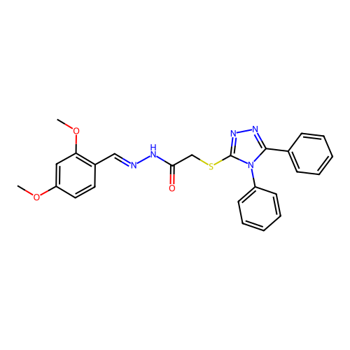 N'-[(E)-(2,4-dimethoxyphenyl)methylidene]-2-[(4,5-diphenyl-4H-1,2,4-triazol-3-yl)sulfanyl]acetohydrazide structure