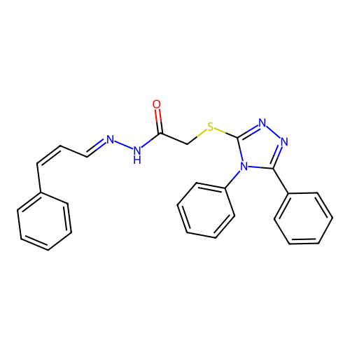 (E)-2-((4,5-diphenyl-4H-1,2,4-triazol-3-yl)thio)-N'-((Z)-3-phenylallylidene)acetohydrazide structure