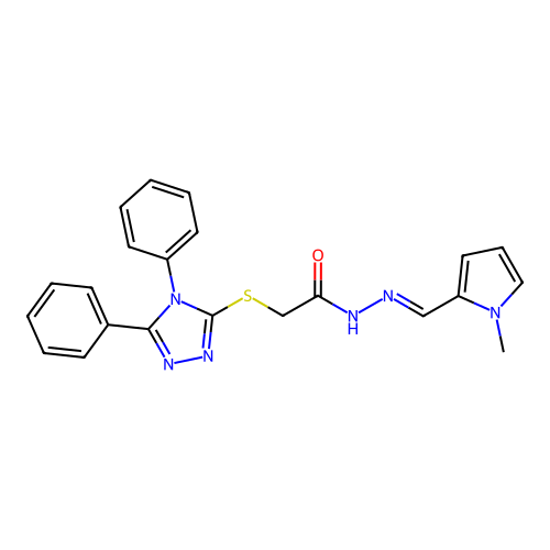 2-[(4,5-diphenyl-4H-1,2,4-triazol-3-yl)sulfanyl]-N'-[(E)-(1-methyl-1H-pyrrol-2-yl)methylidene]acetohydrazide structure