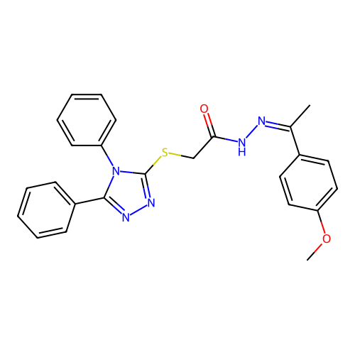 (Z)-2-((4,5-diphenyl-4H-1,2,4-triazol-3-yl)thio)-N'-(1-(4-methoxyphenyl)ethylidene)acetohydrazide structure