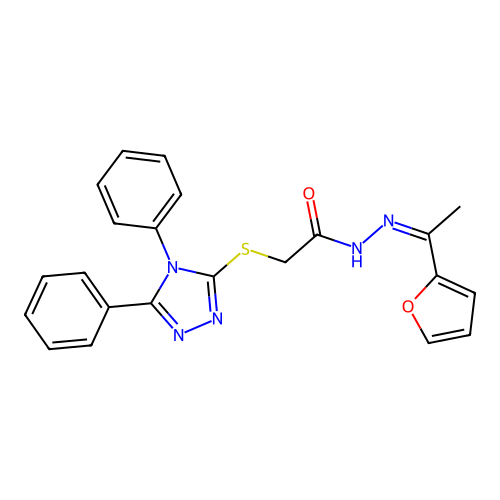 (Z)-2-((4,5-diphenyl-4H-1,2,4-triazol-3-yl)thio)-N'-(1-(furan-2-yl)ethylidene)acetohydrazide structure